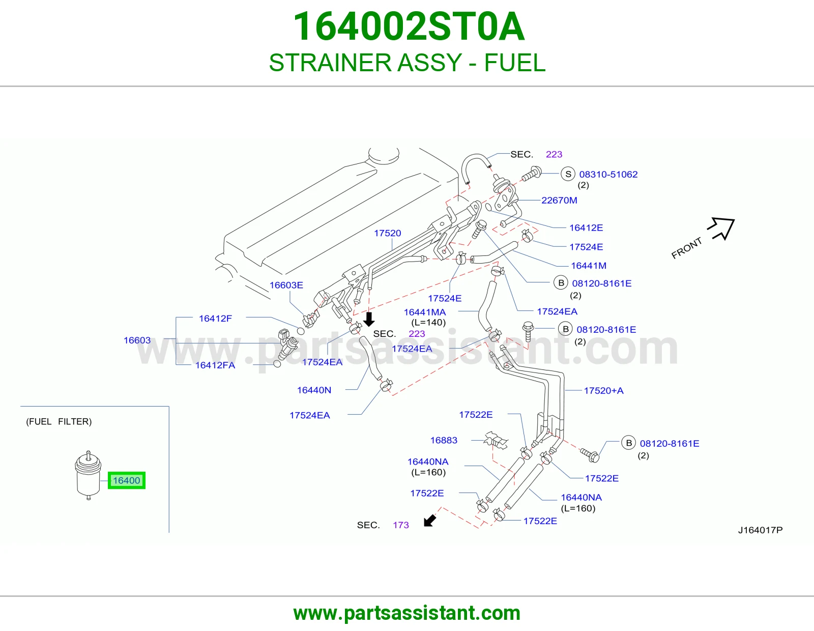 فلتر صفايه بنزين 164002ST0A