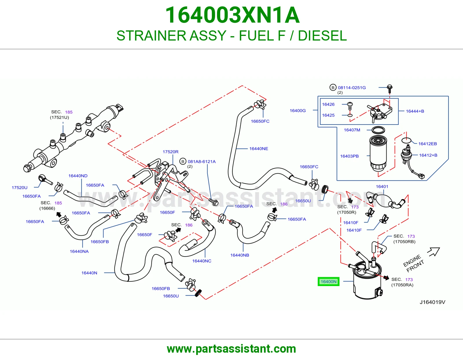 فلتر ديزل مع قاعده تحظير 164003XN1A