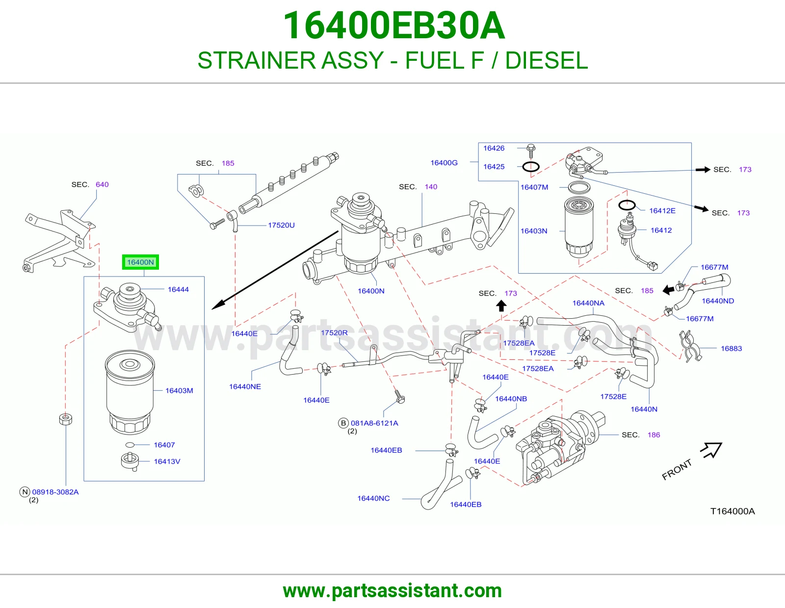 فلتر ديزل مع قاعده تحظير 16400EB30A