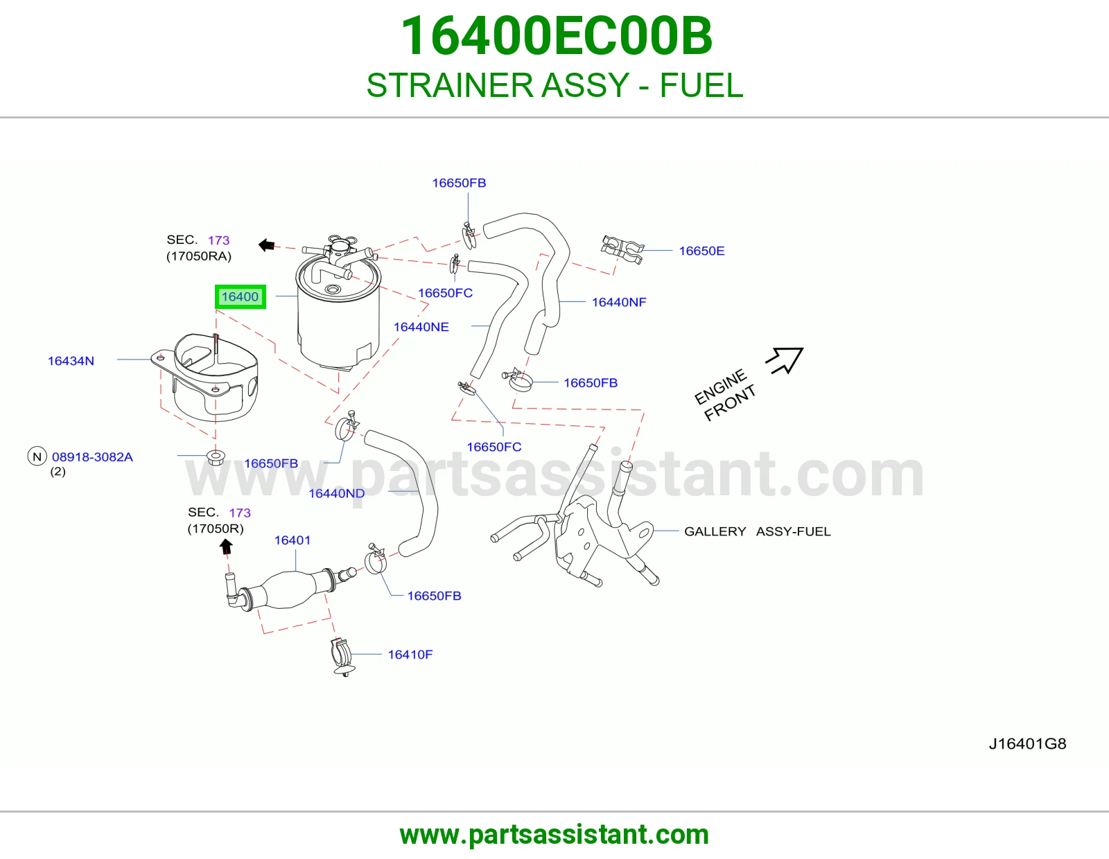 STRAINER ASSY - FUEL 16400EC00B