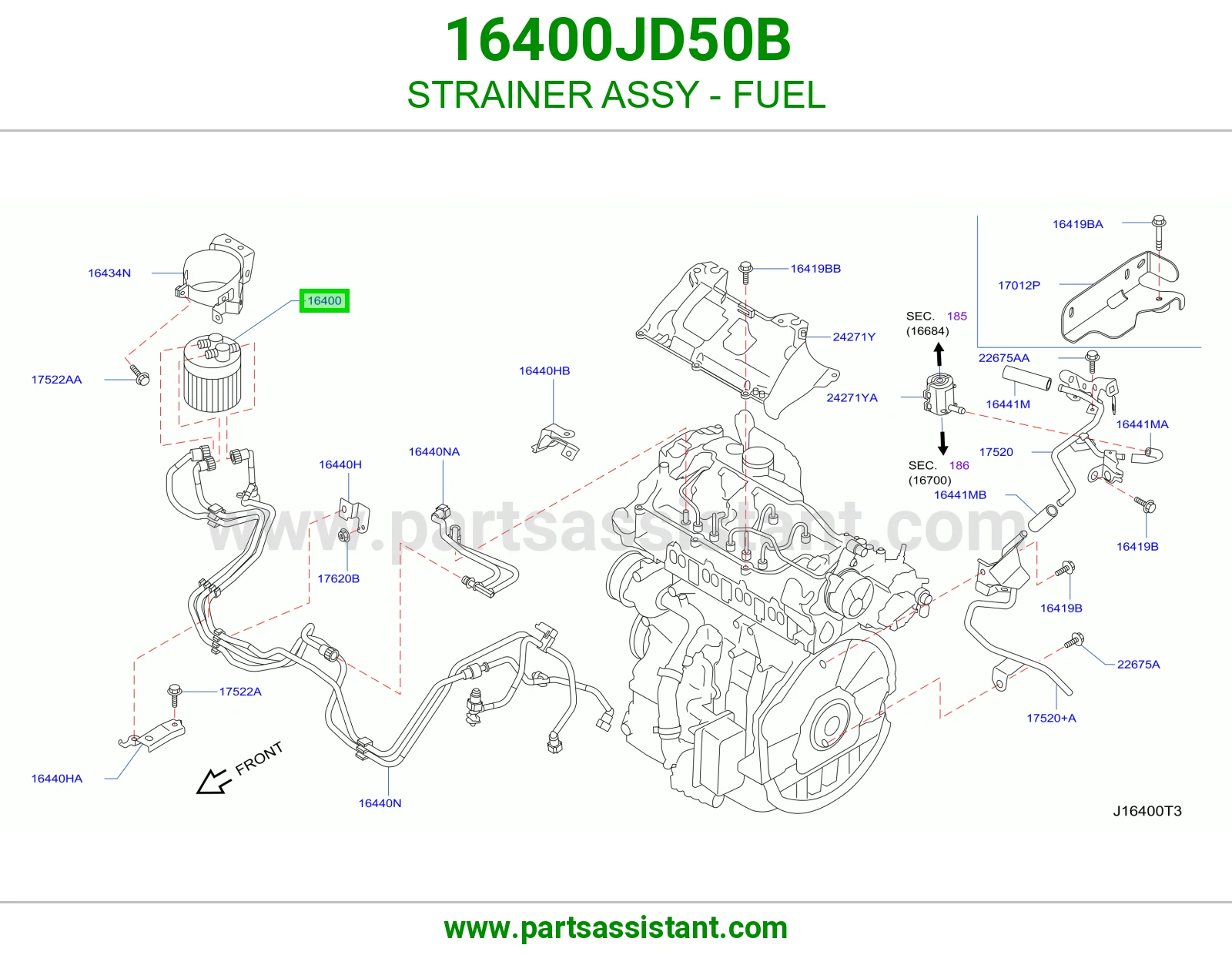 فلتر صفايه بنزين 16400JD50B