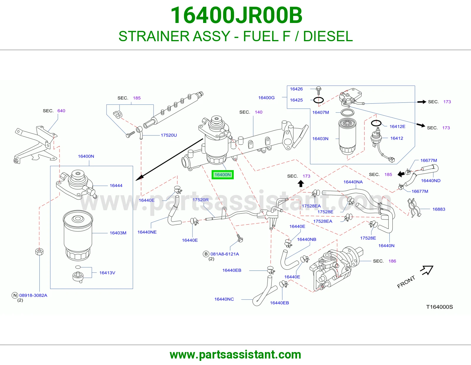 فلتر ديزل مع قاعده تحظير 16400JR00B