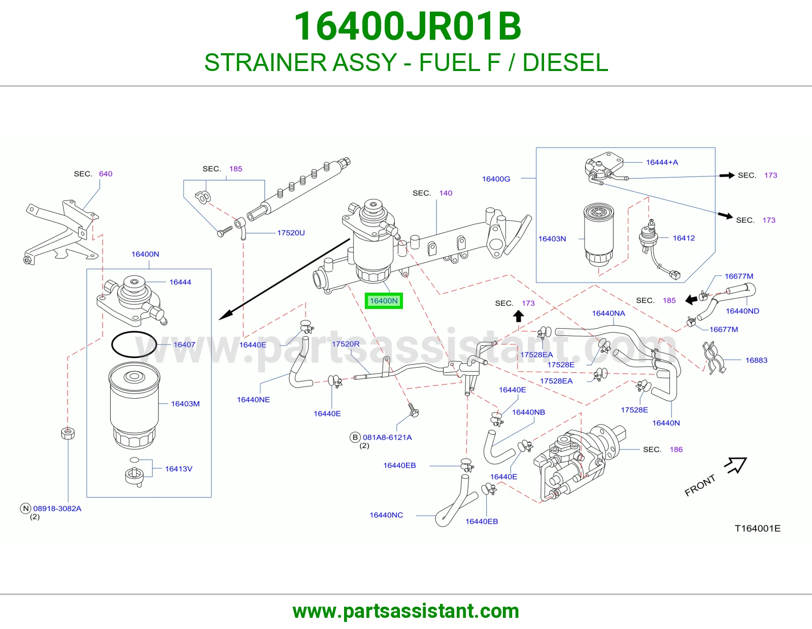 فلتر ديزل مع قاعده تحظير 16400JR01B