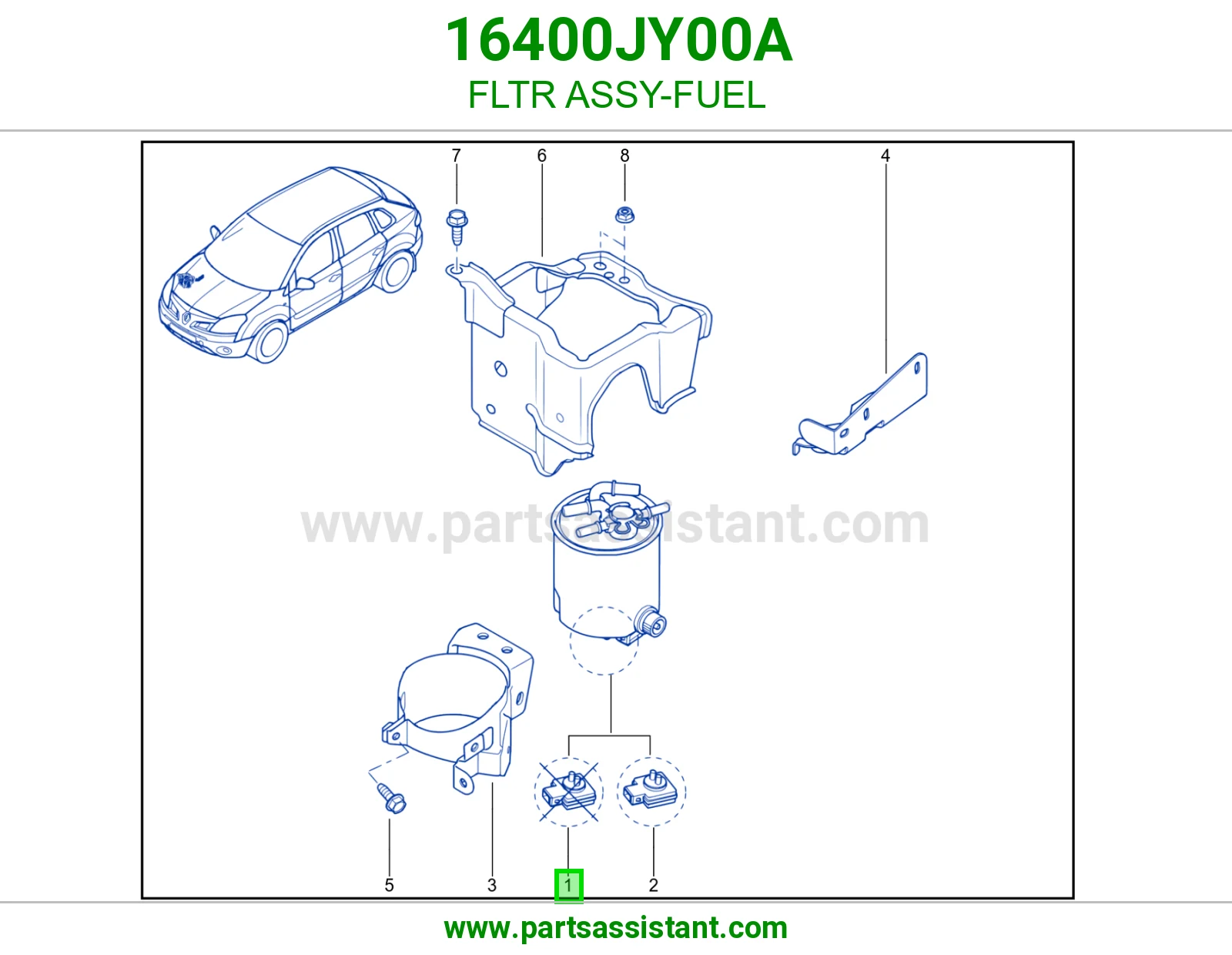 فلتر بنزين كامل 16400JY00A