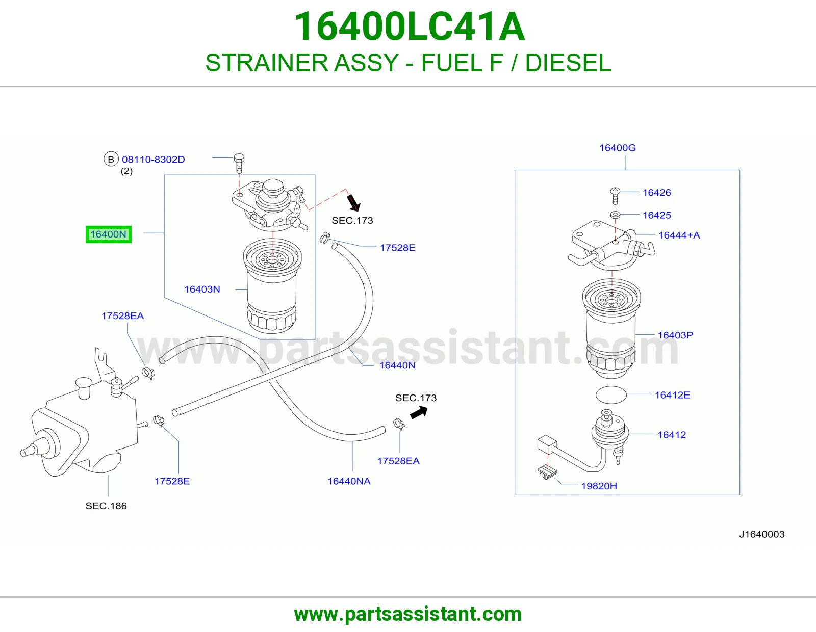 فلتر ديزل مع قاعده تحظير 16400LC41A