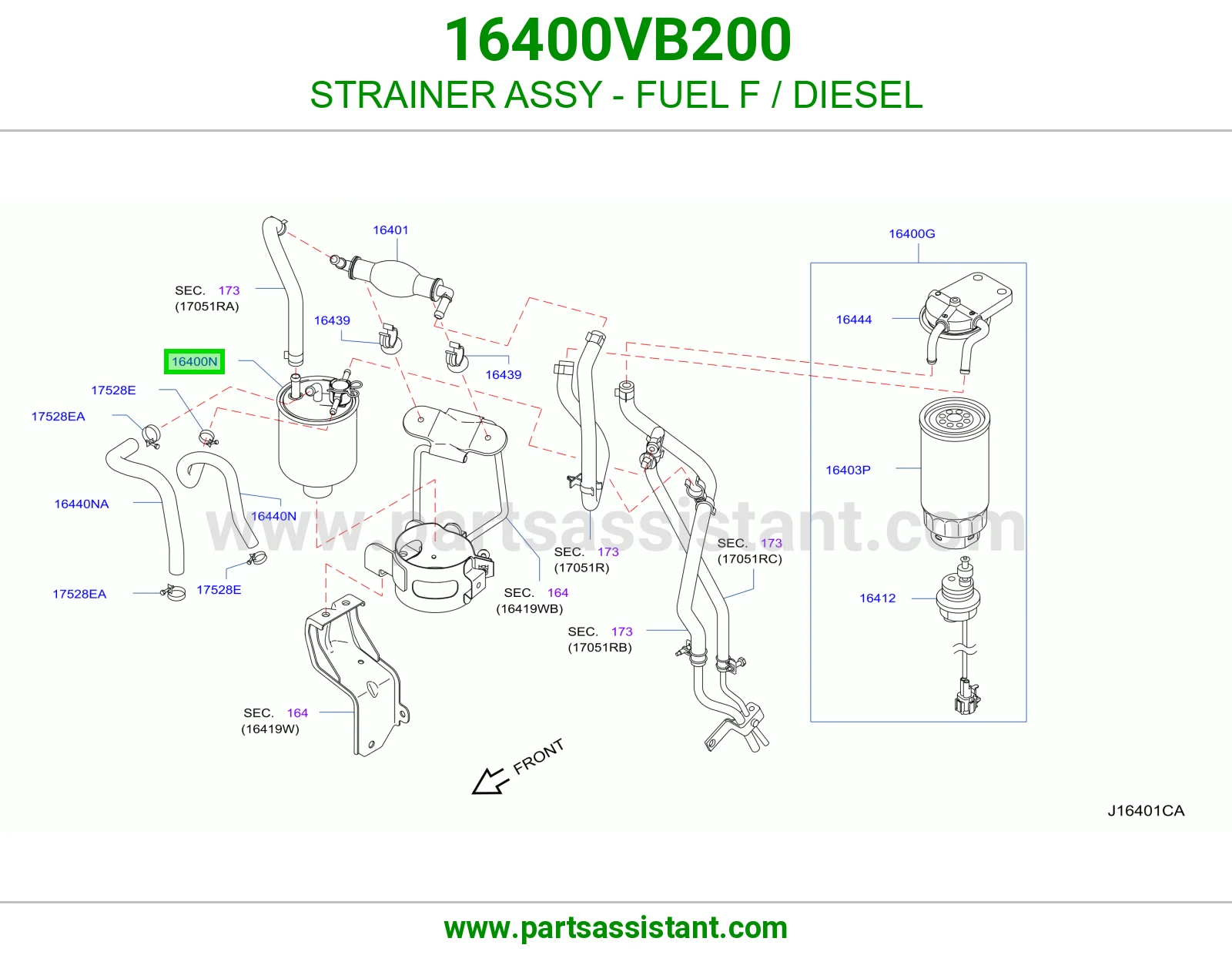 فلتر ديزل مع قاعده تحظير 16400VB200
