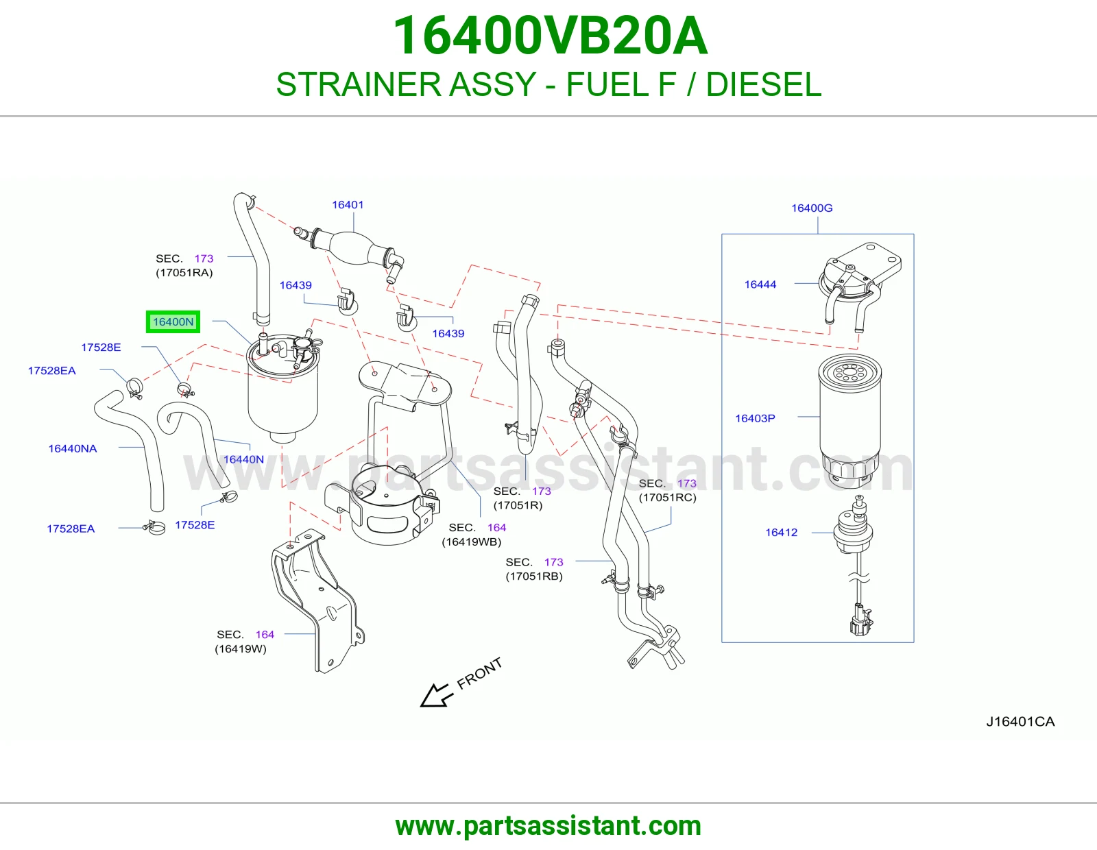 فلتر ديزل مع قاعده تحظير 16400VB20A