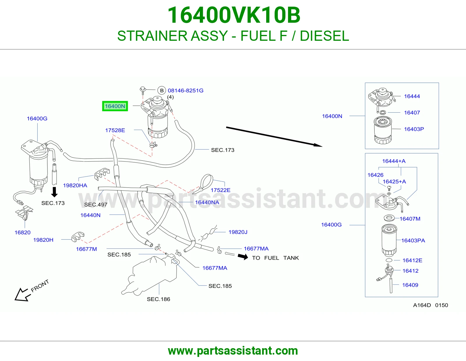 فلتر ديزل مع قاعده تحظير 16400VK10B