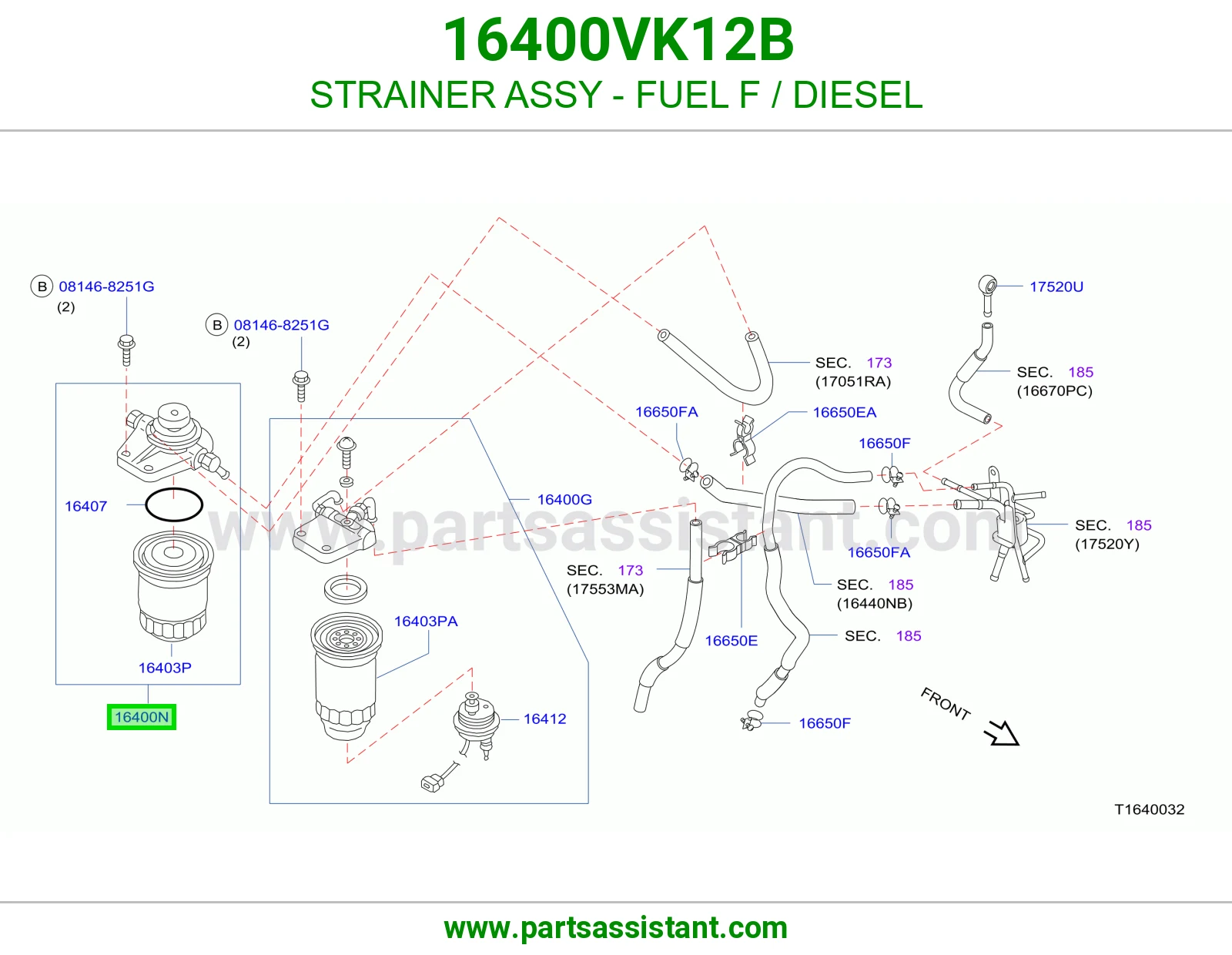 فلتر ديزل مع قاعده تحظير 16400VK12B