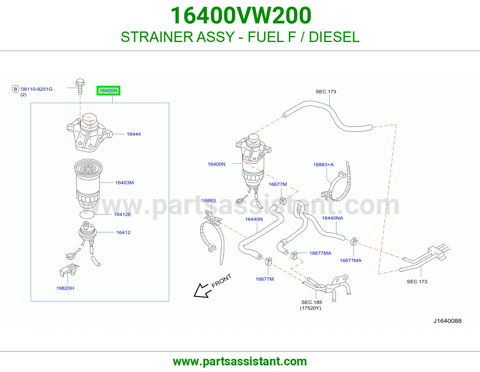 فلتر ديزل مع قاعده تحظير 16400VW200