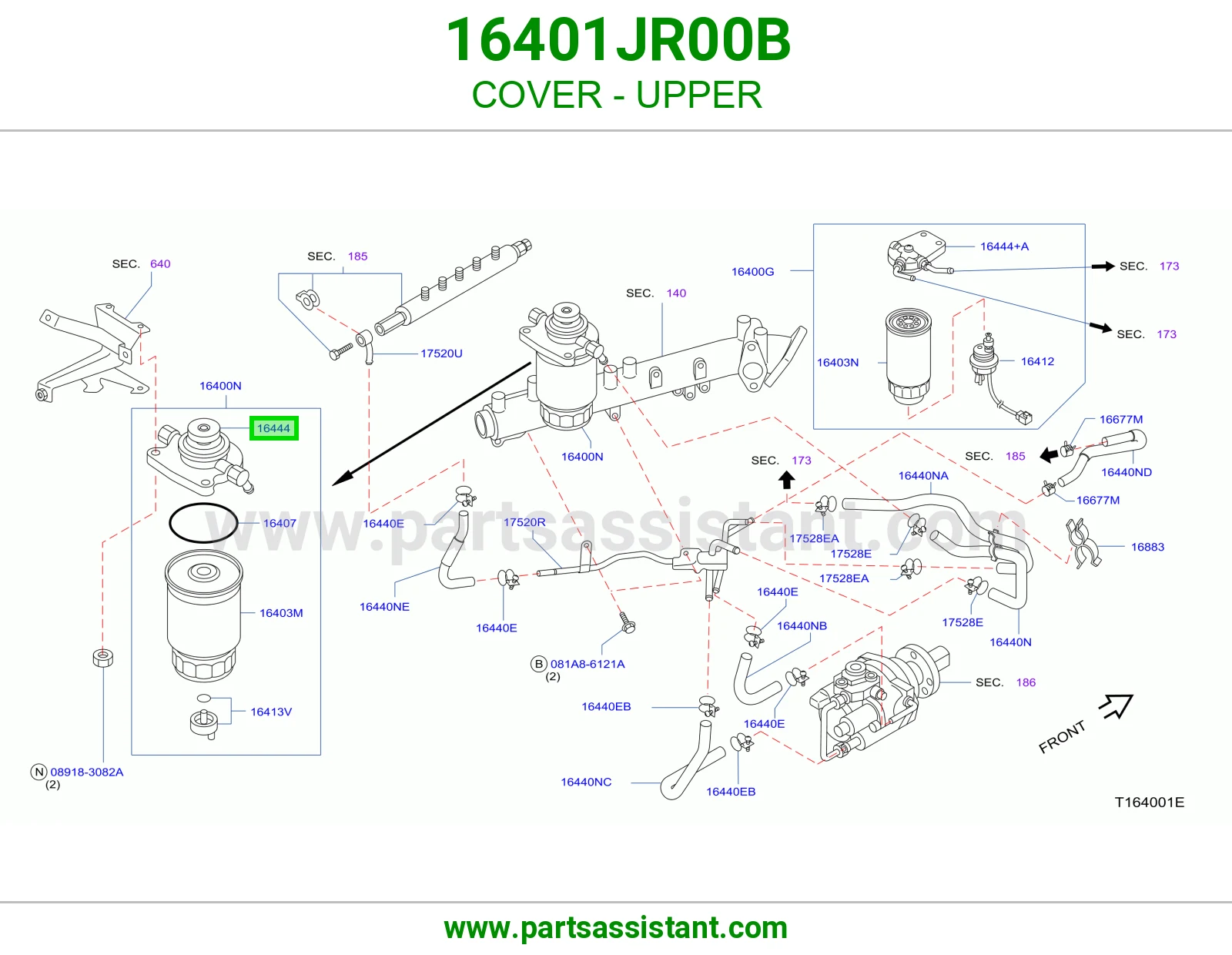 غطاء فوق 16401JR00B