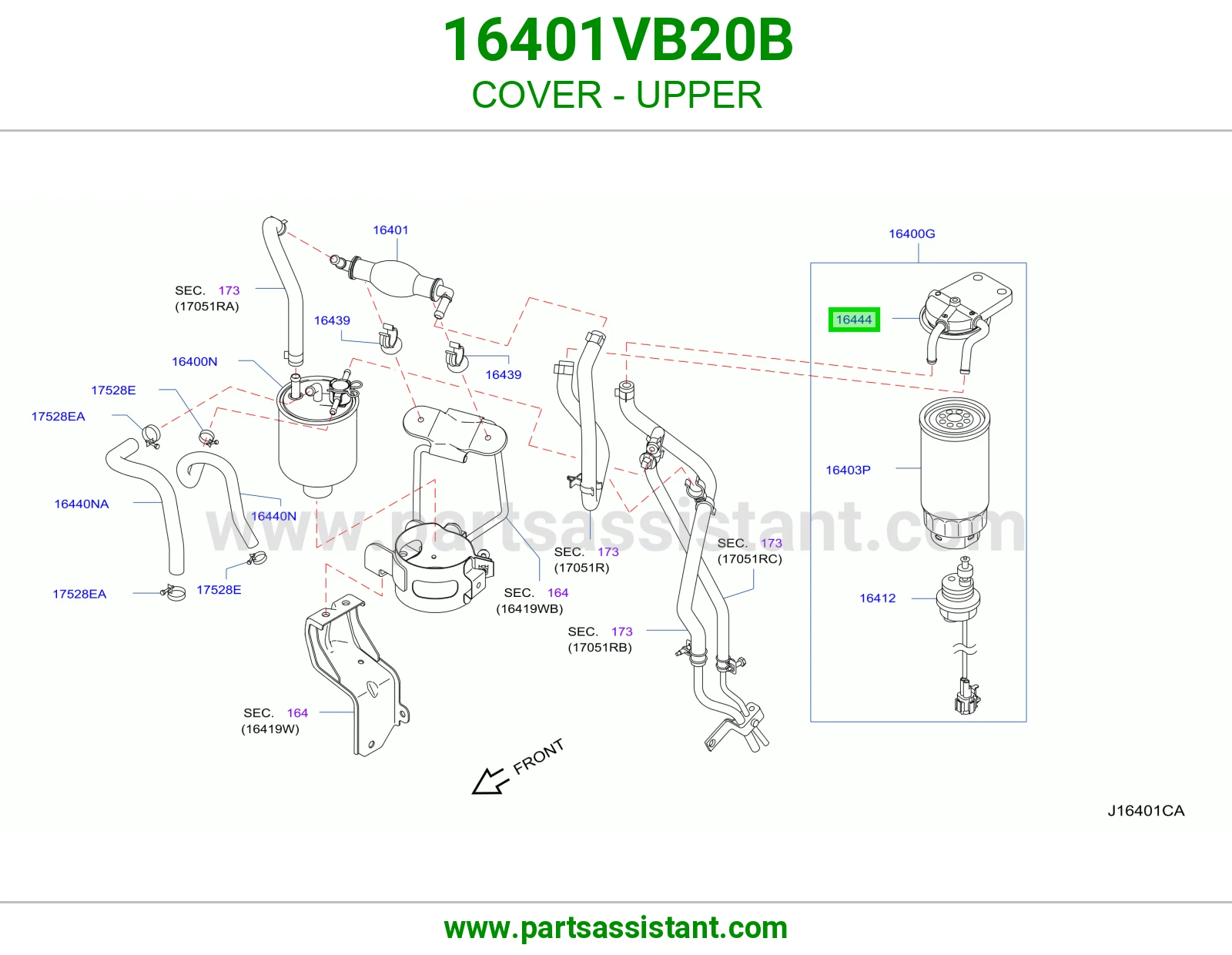 غطاء فوق 16401VB20B