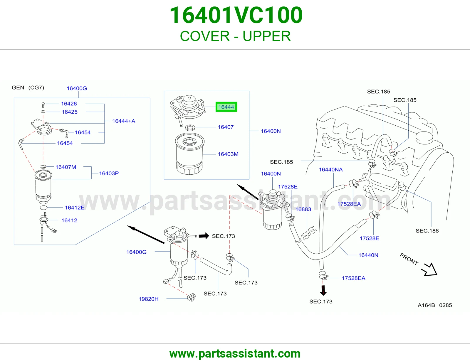 غطاء فوق 16401VC100