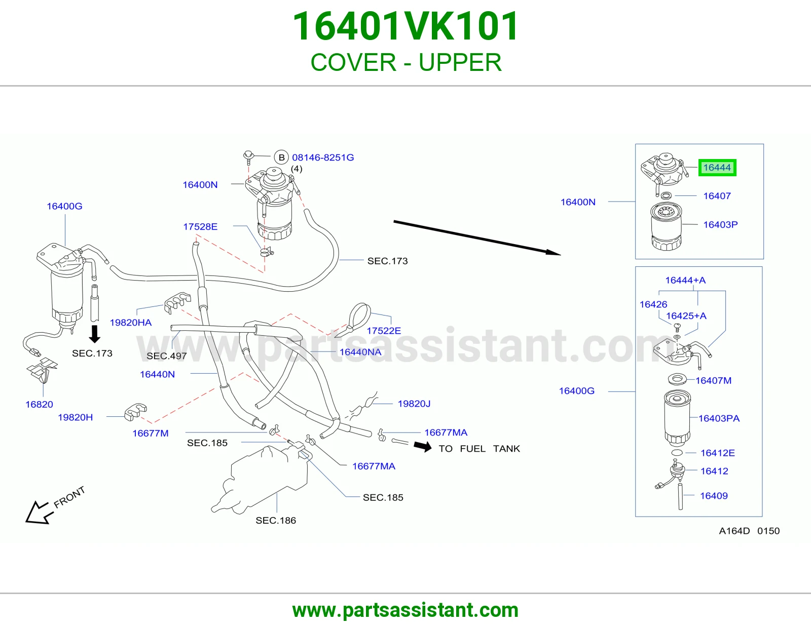 غطاء فوق 16401VK101