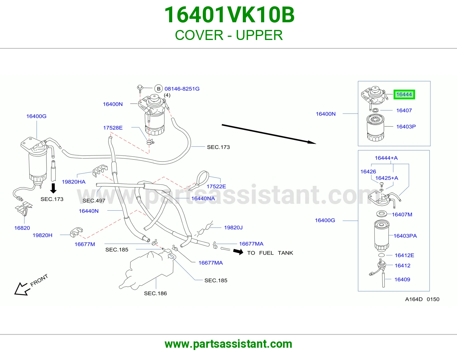 غطاء فوق 16401VK10B