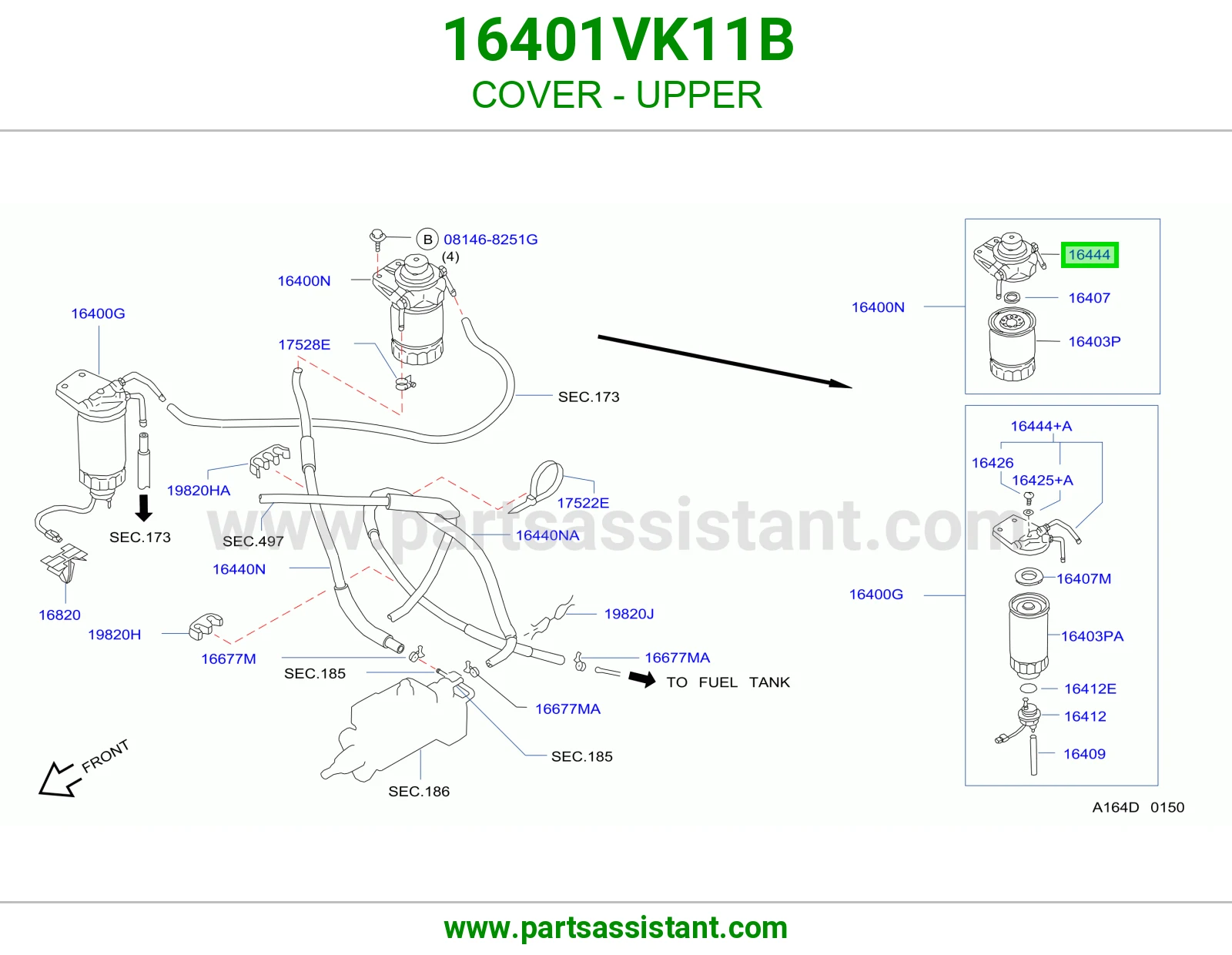 غطاء فوق 16401VK11B