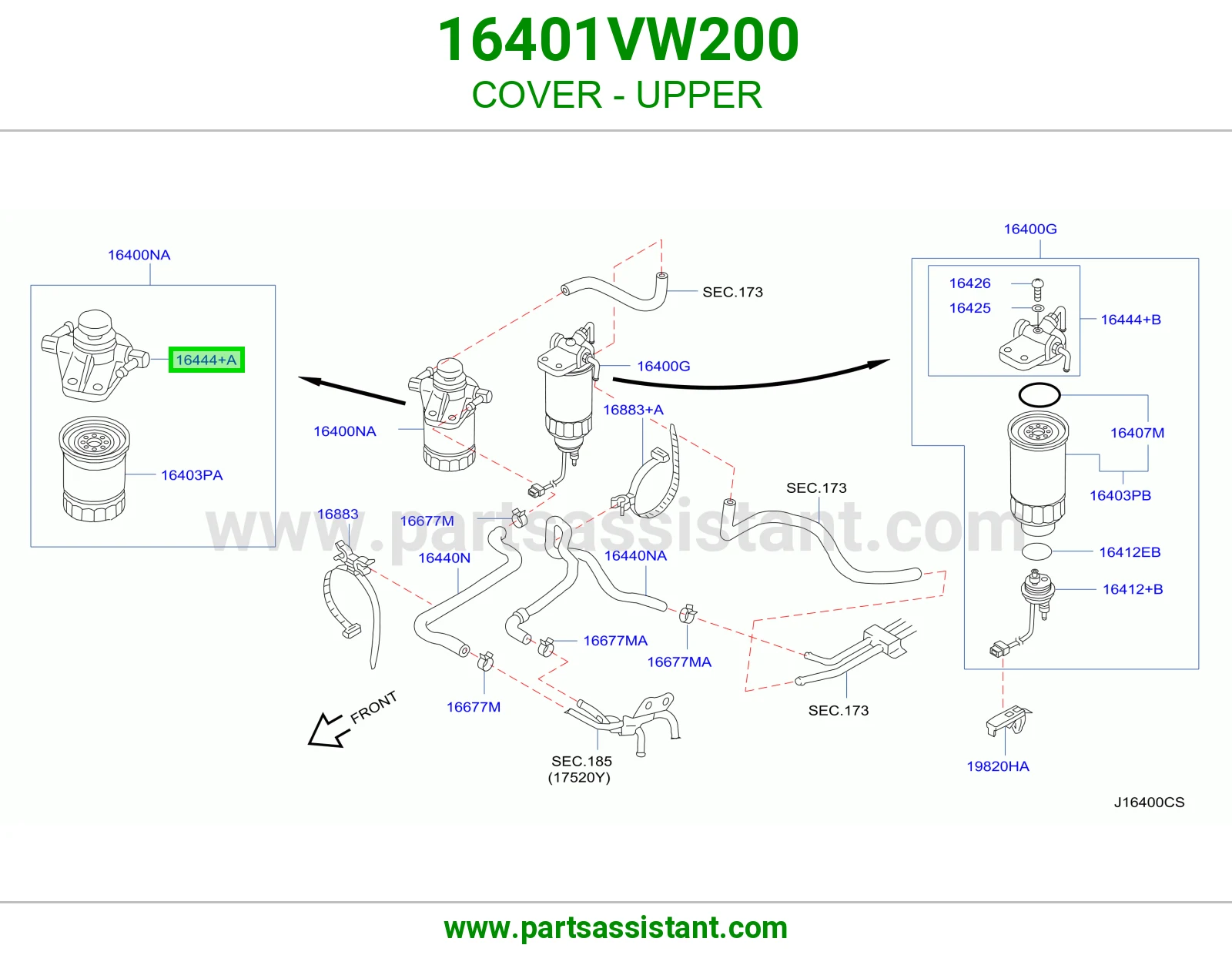 غطاء فوق 16401VW200