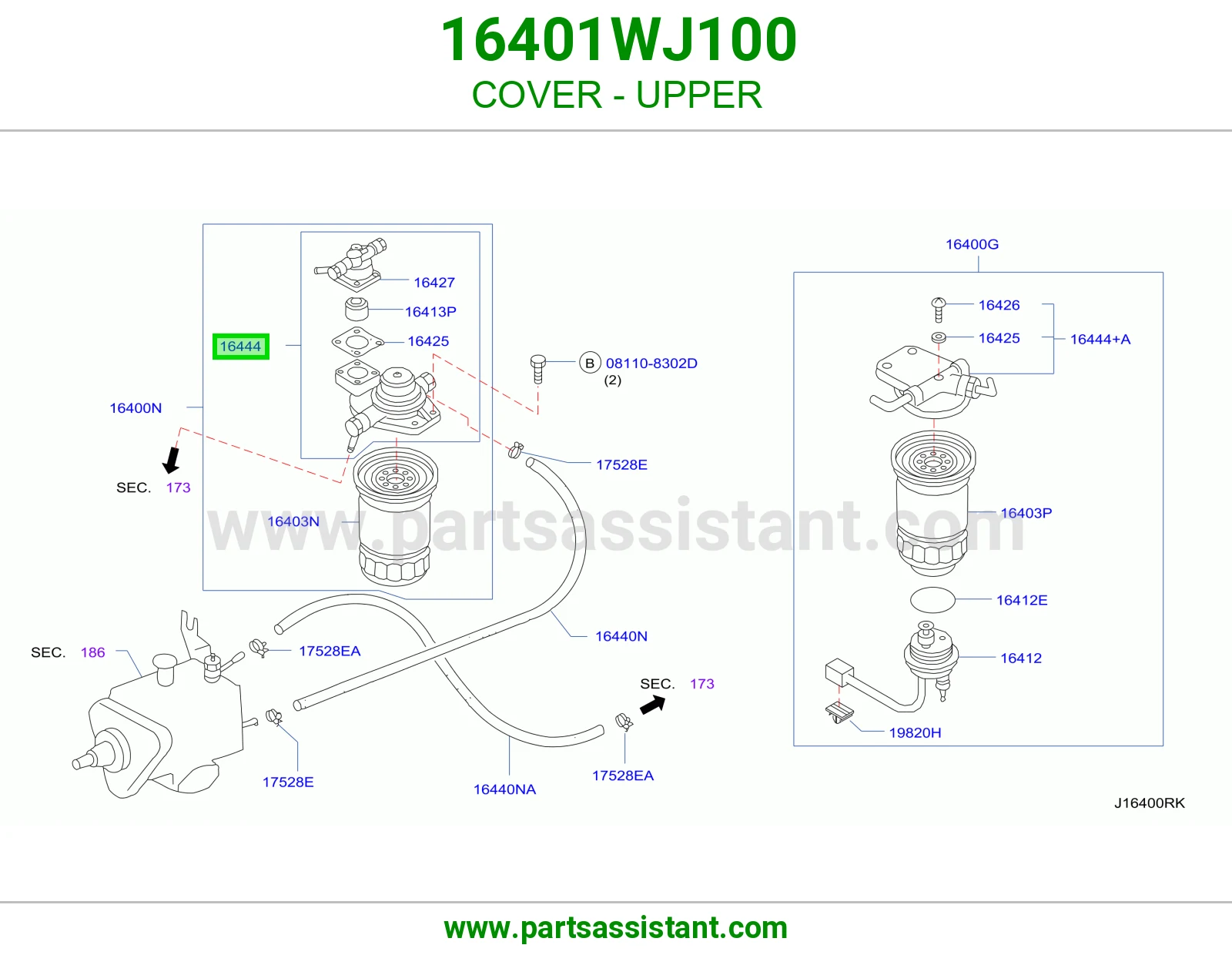 غطاء فوق 16401WJ100