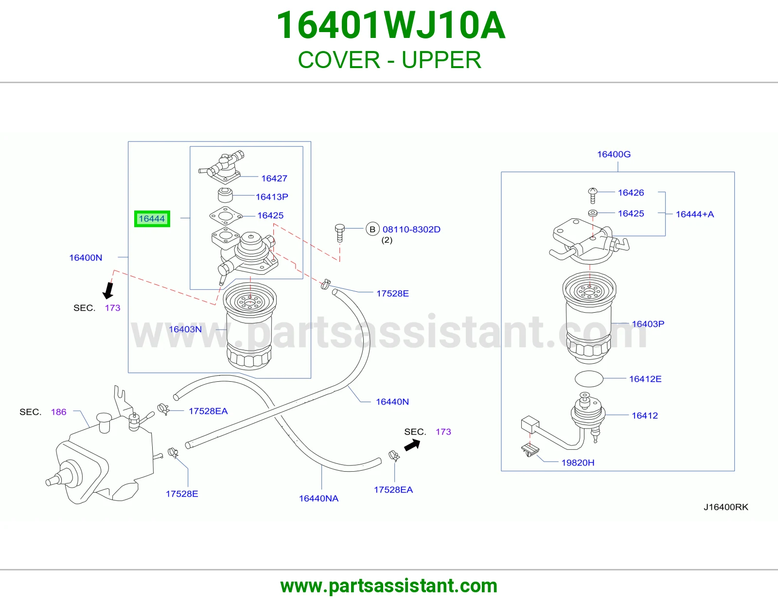غطاء فوق 16401WJ10A