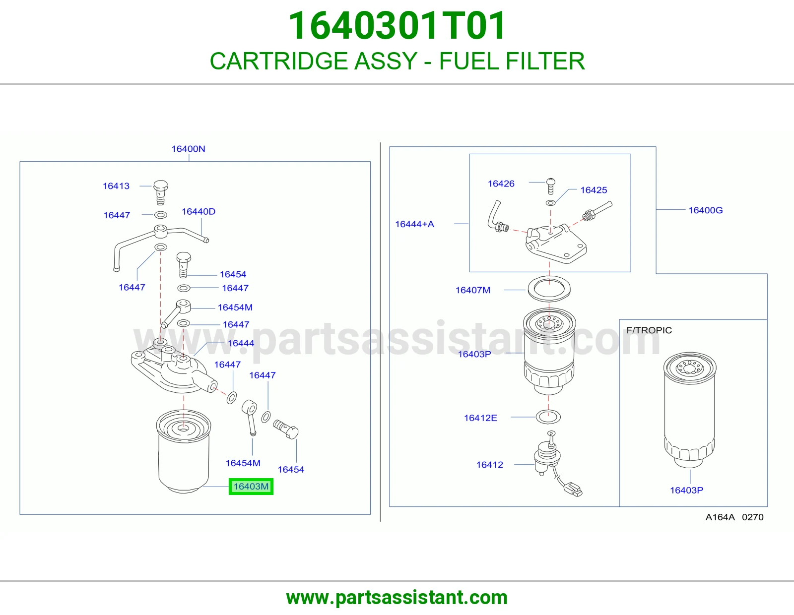 CARTRIDGE ASSY - FUEL FILTER 1640301T01