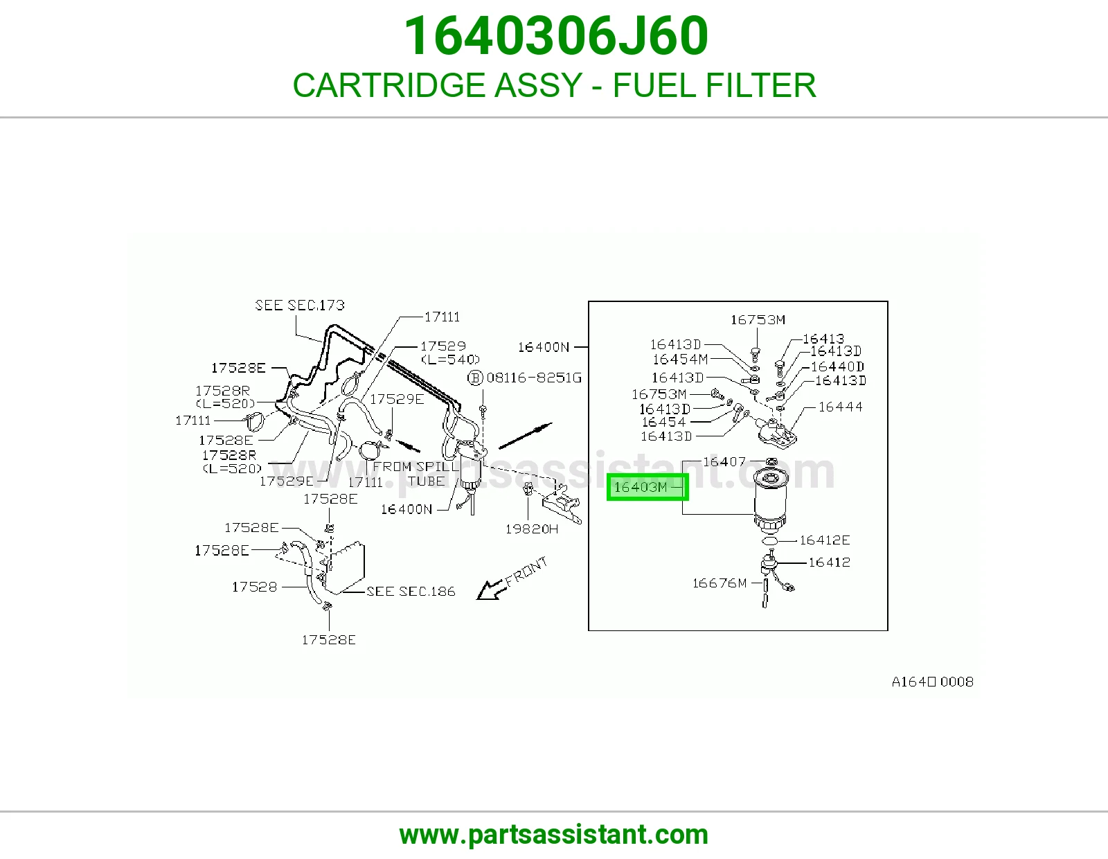 فلتر ديزل 1640306J60