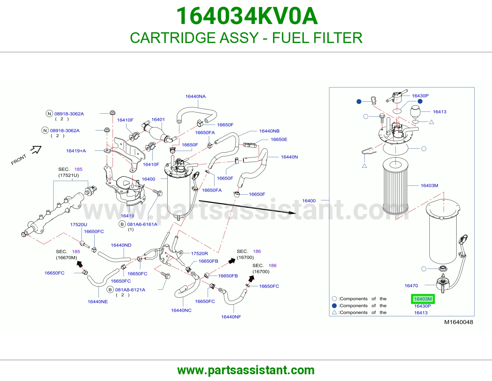 فلتر ديزل 164034KV0A