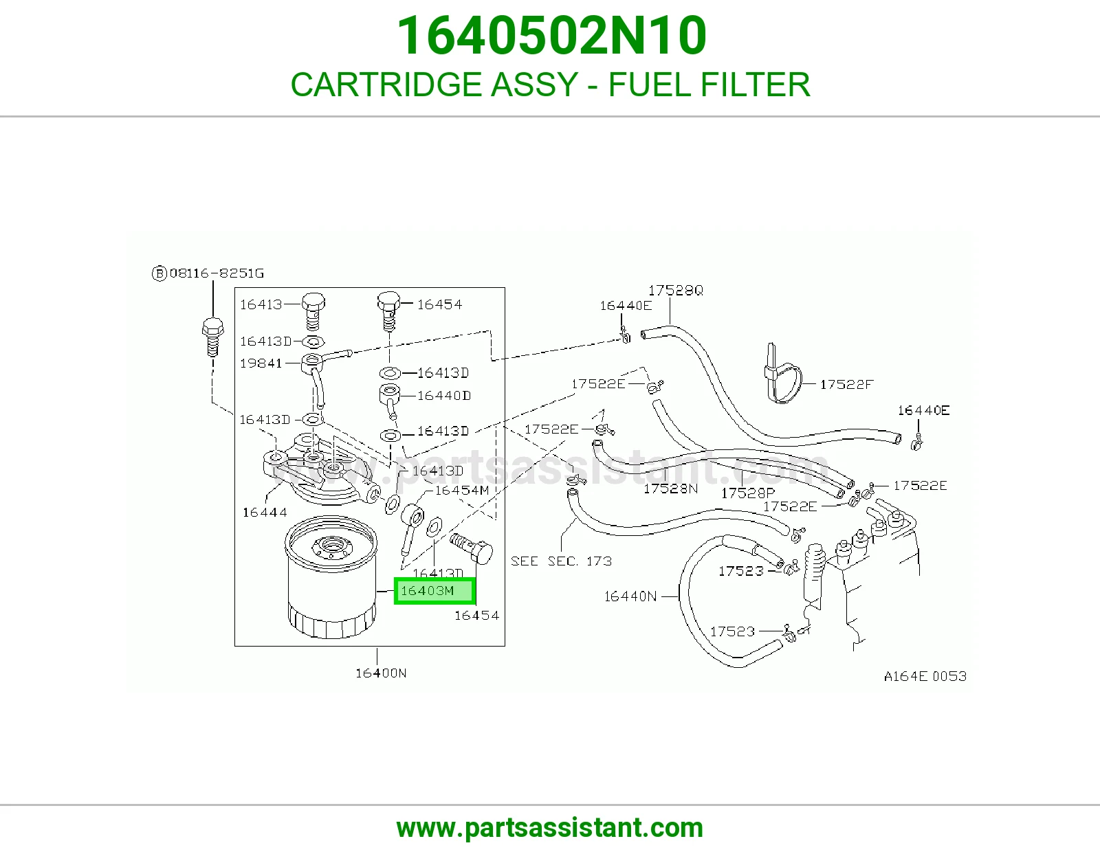 CARTRIDGE ASSY - FUEL FILTER 1640502N10