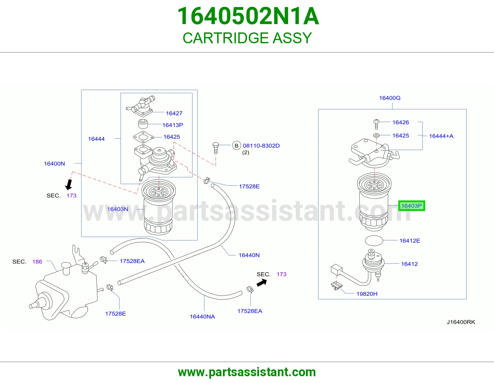فلتر ديزل 1640502N1A