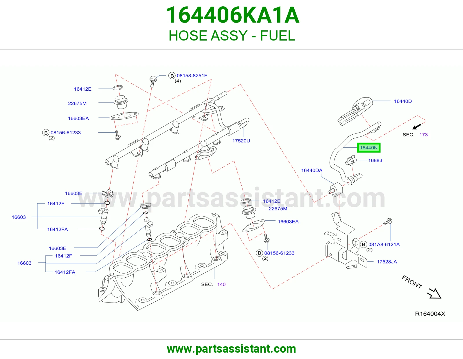 HOSE ASSY - FUEL 164406KA1A