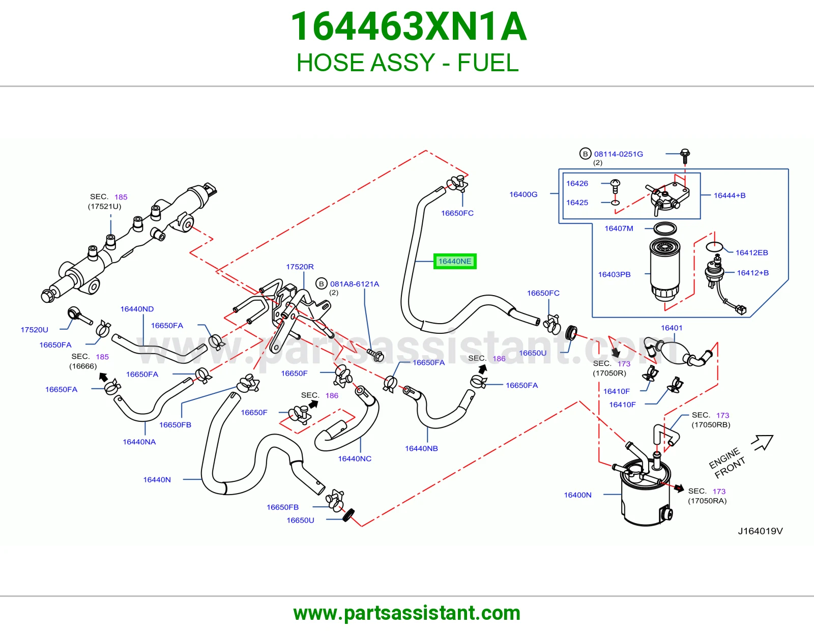 HOSE ASSY - FUEL 164463XN1A
