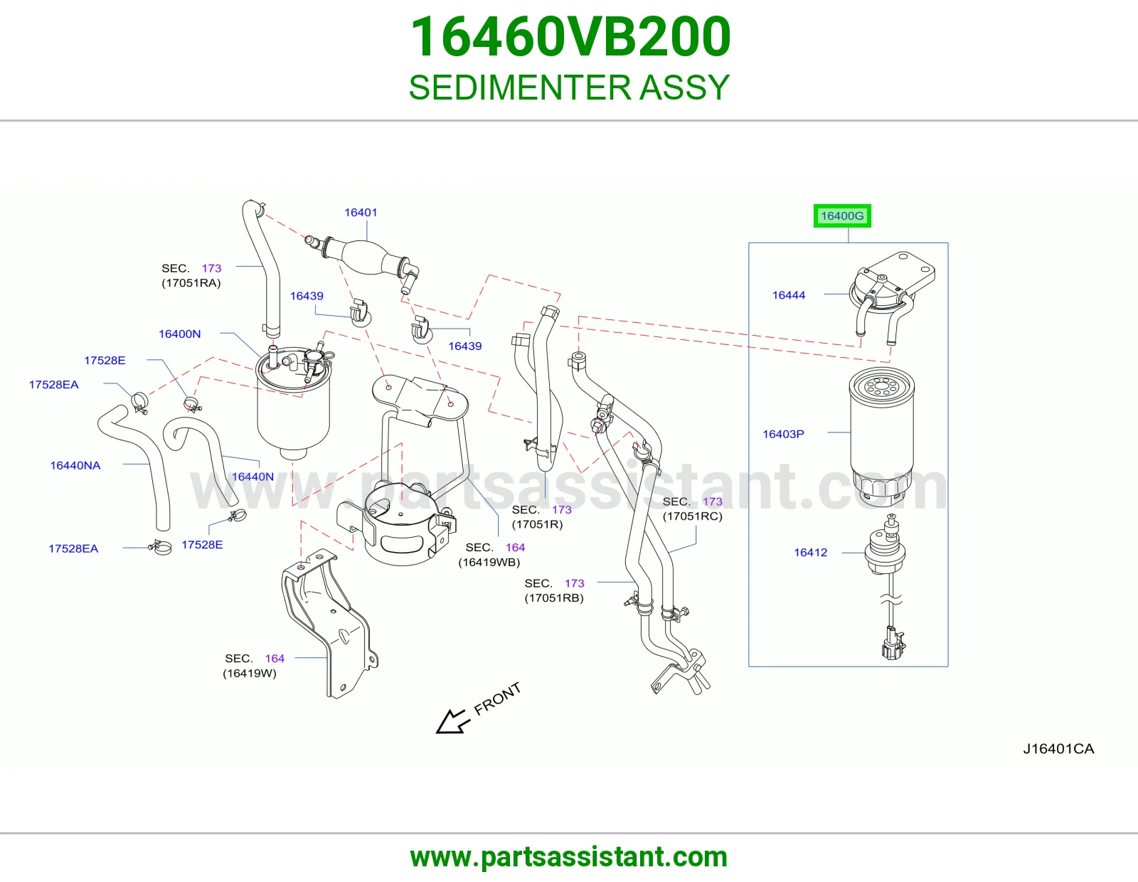 قاعده فلتر ديزل 16460VB200
