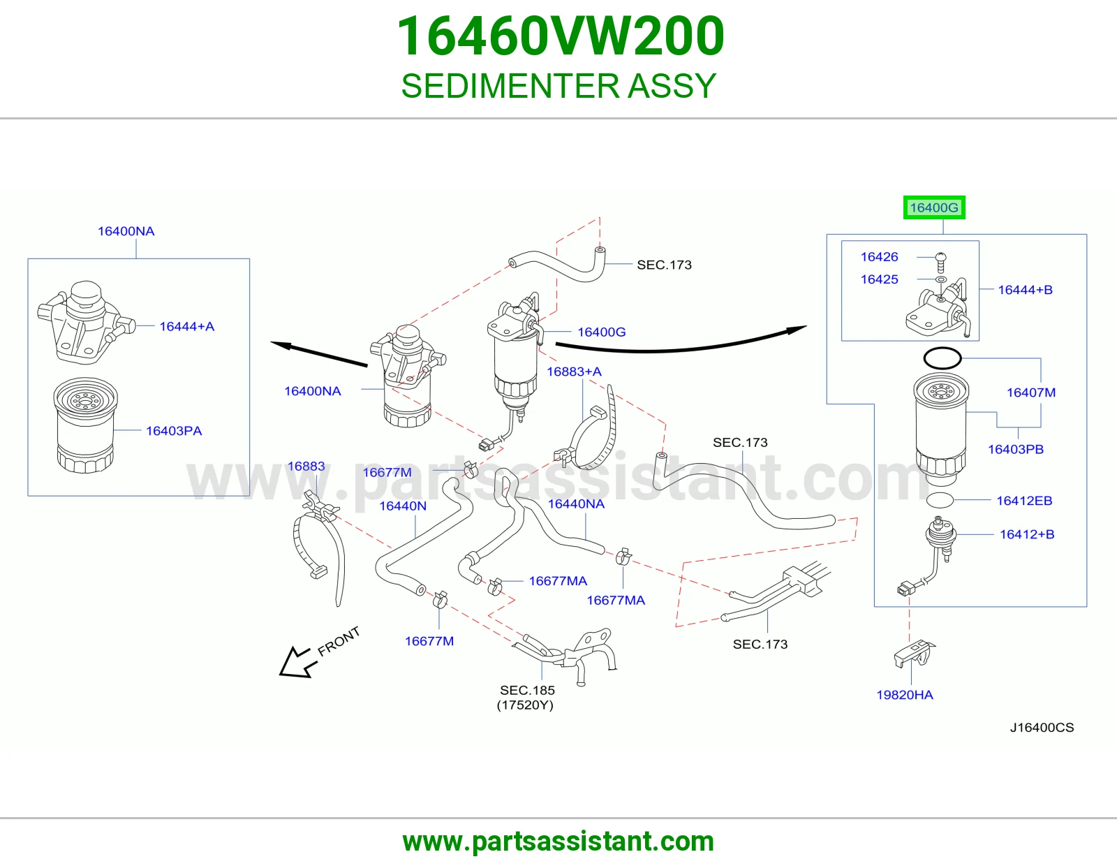 قاعده فلتر ديزل 16460VW200