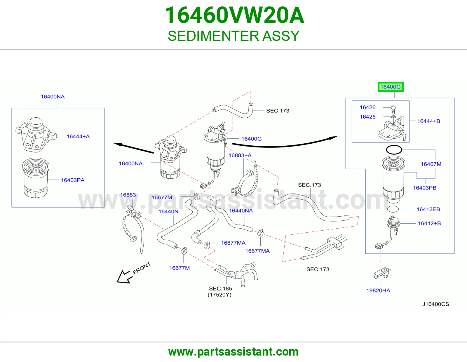 قاعده فلتر ديزل 16460VW20A