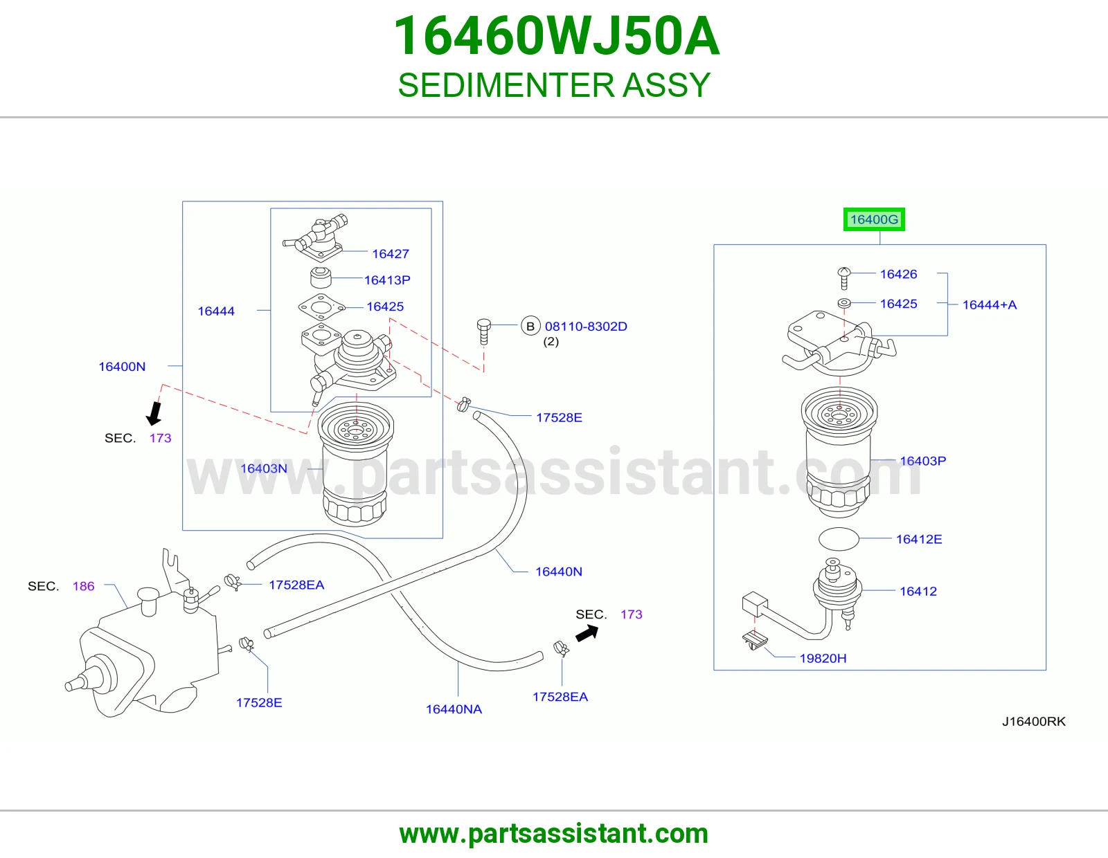 قاعده فلتر ديزل 16460WJ50A