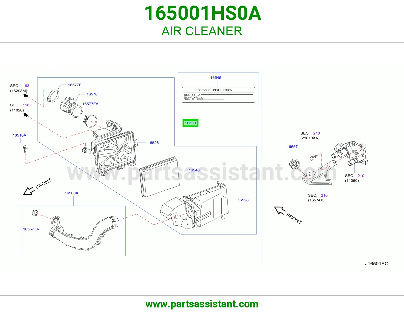 قربه هواء 165001HS0A