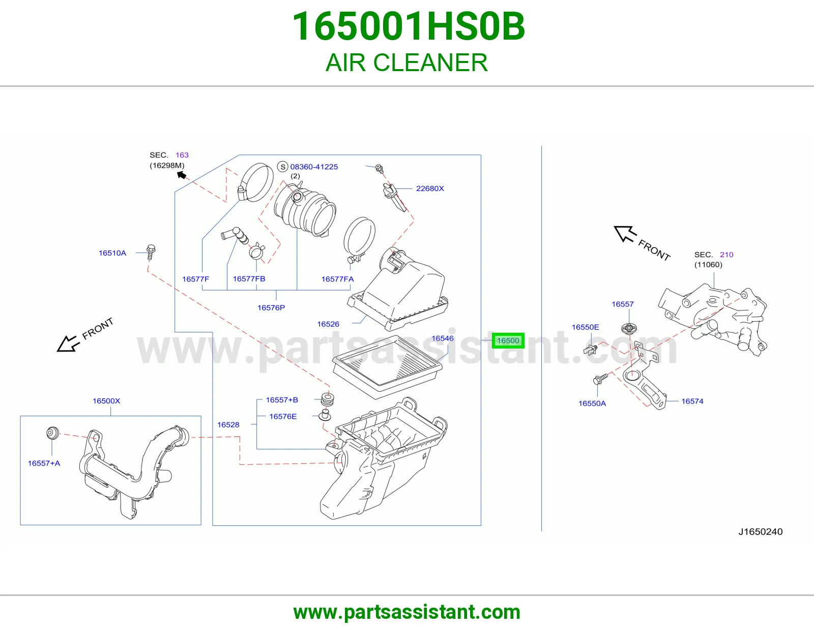 قربه هواء 165001HS0B