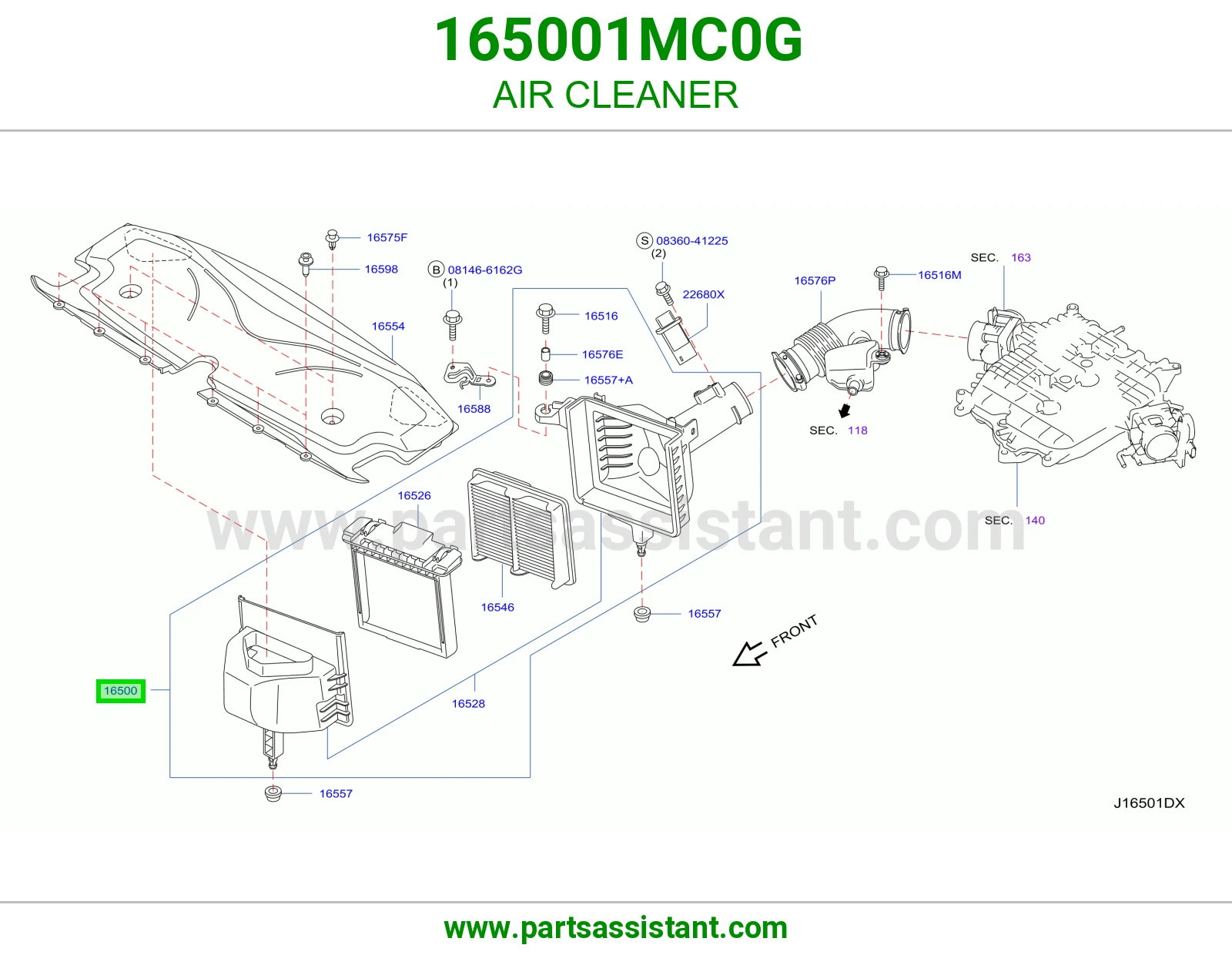قربه هواء 165001MC0G
