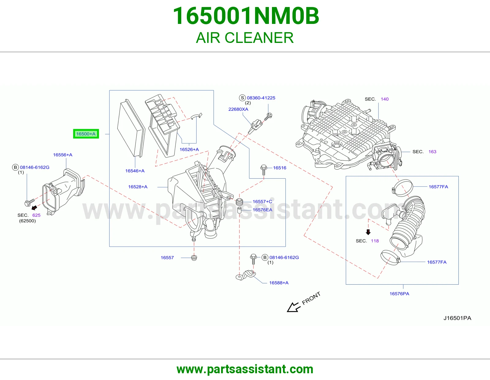 قربه هواء 165001NM0B