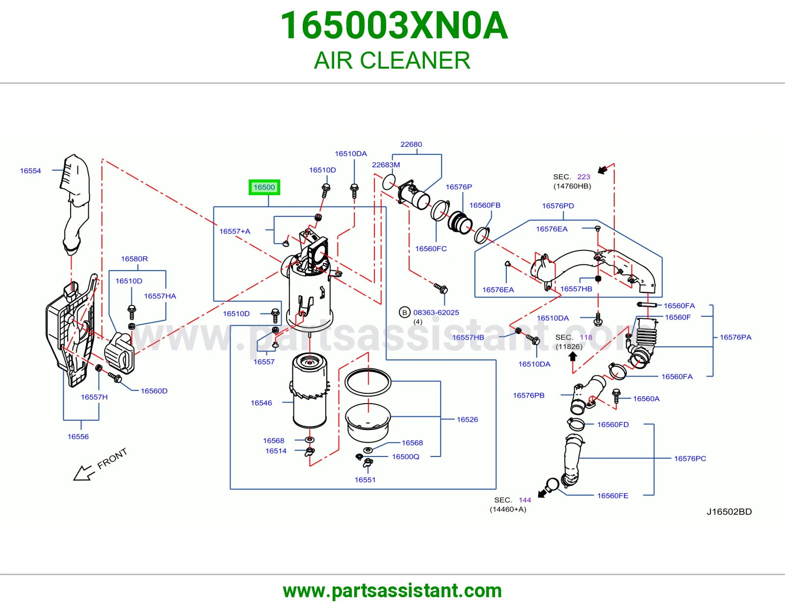 AIR CLEANER 165003XN0A