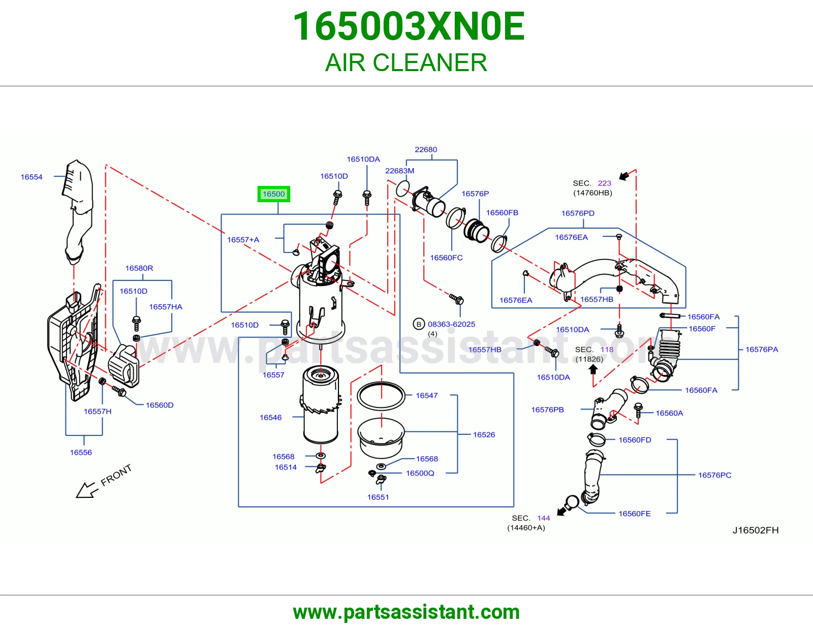 AIR CLEANER 165003XN0E