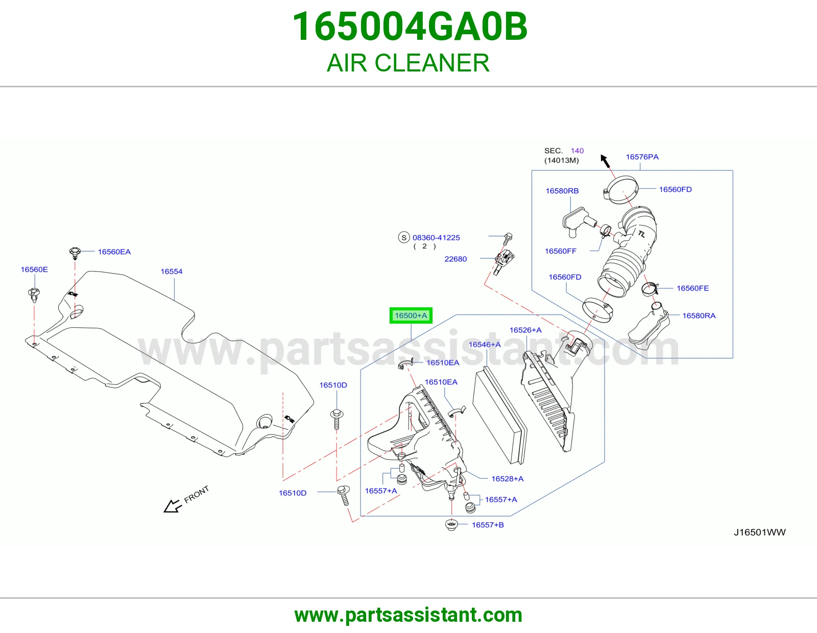 قربه هواء 165004GA0B