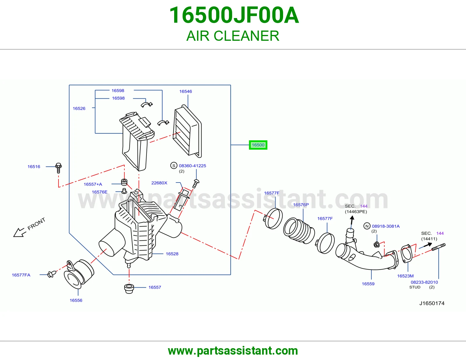 قربه هواء 16500JF00A