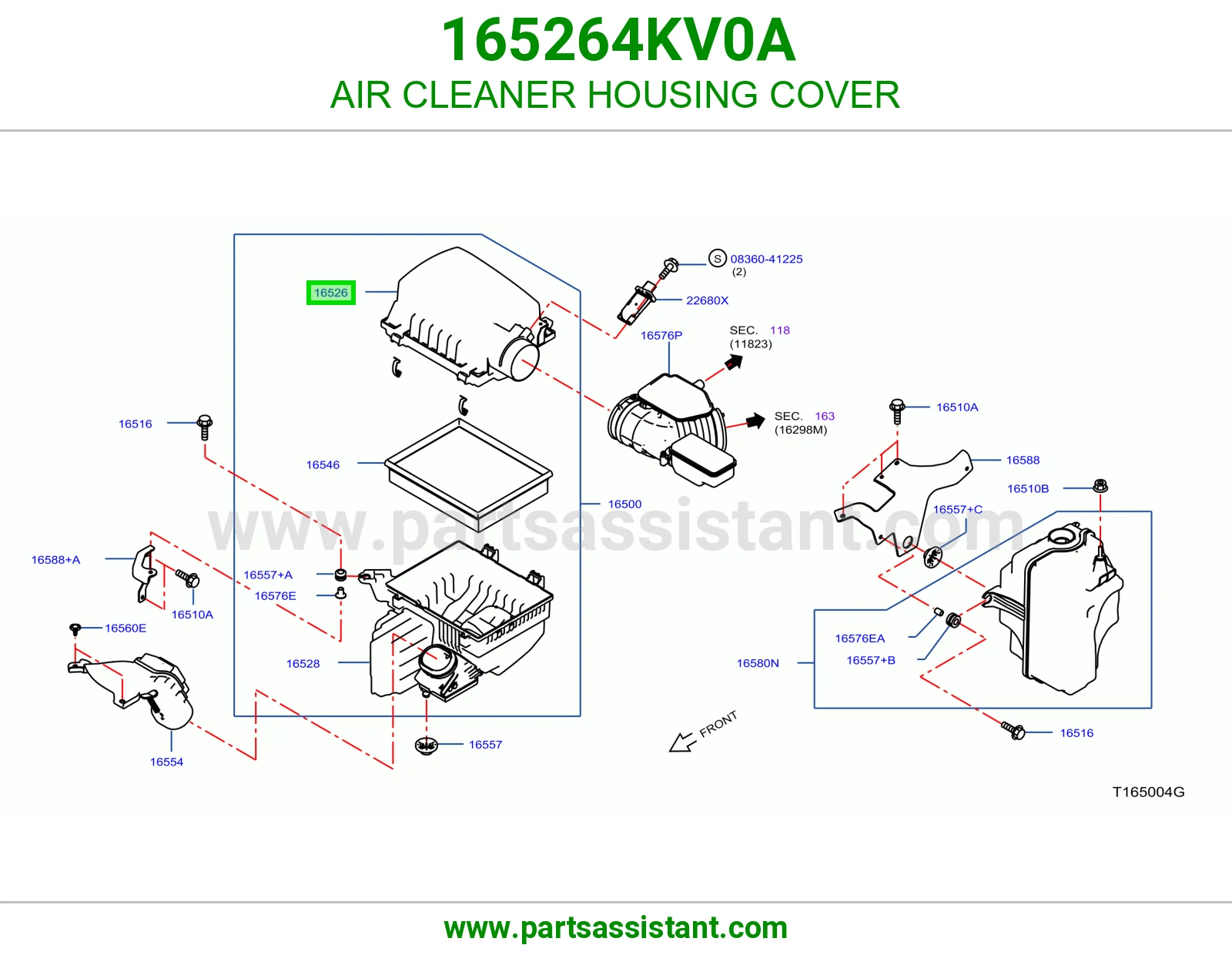 غطا قربه هواء فوق 165264KV0A