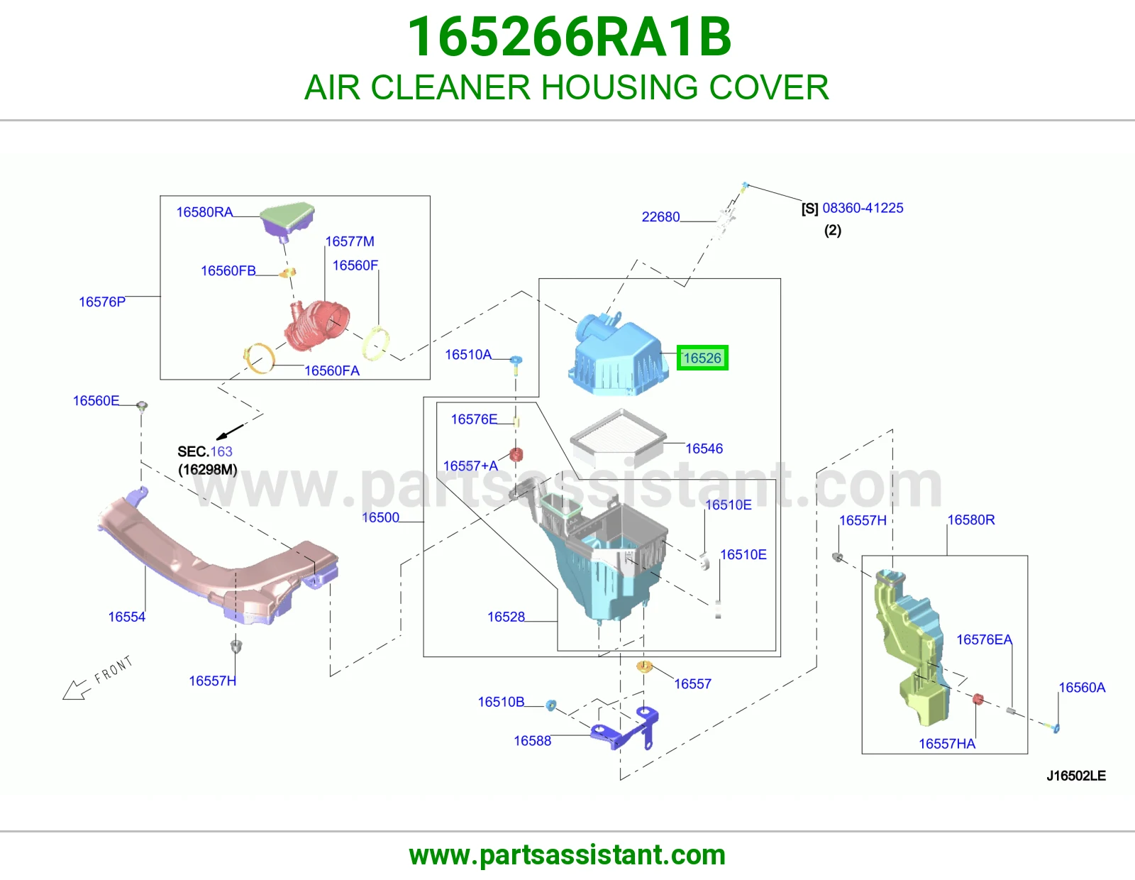 غطا قربه هواء فوق 165266RA1B