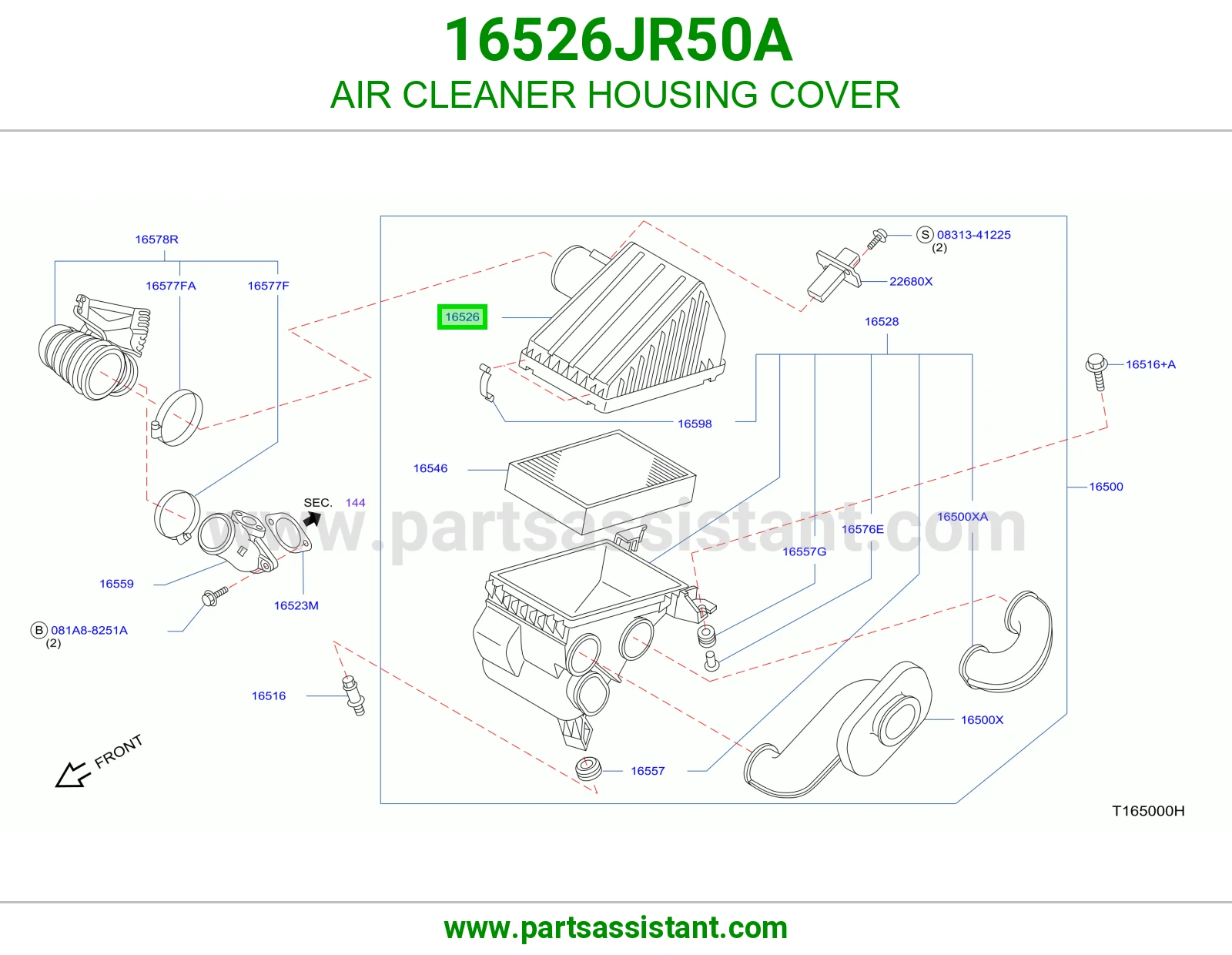 غطا قربه هواء فوق 16526JR50A