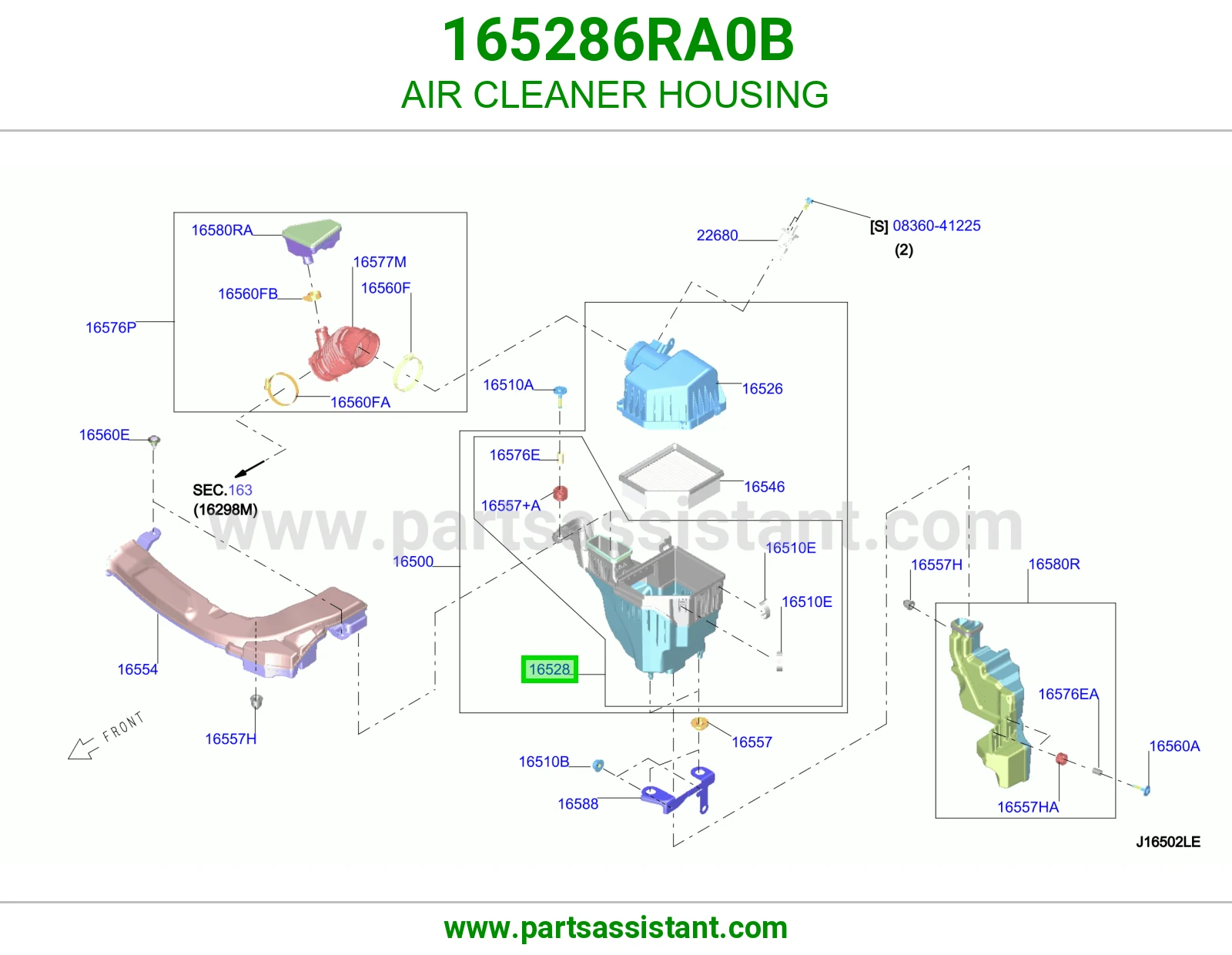قاعده قربه هواء تحت 165286RA0B