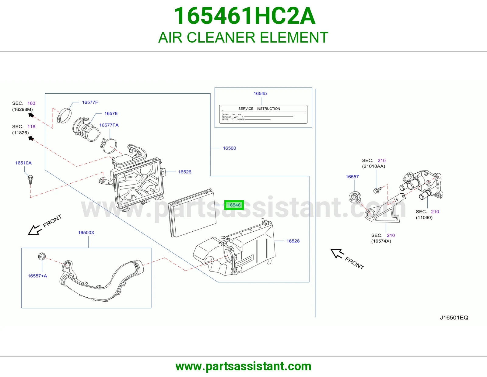 فلتر قربه هواء مكينه 165461HC2A