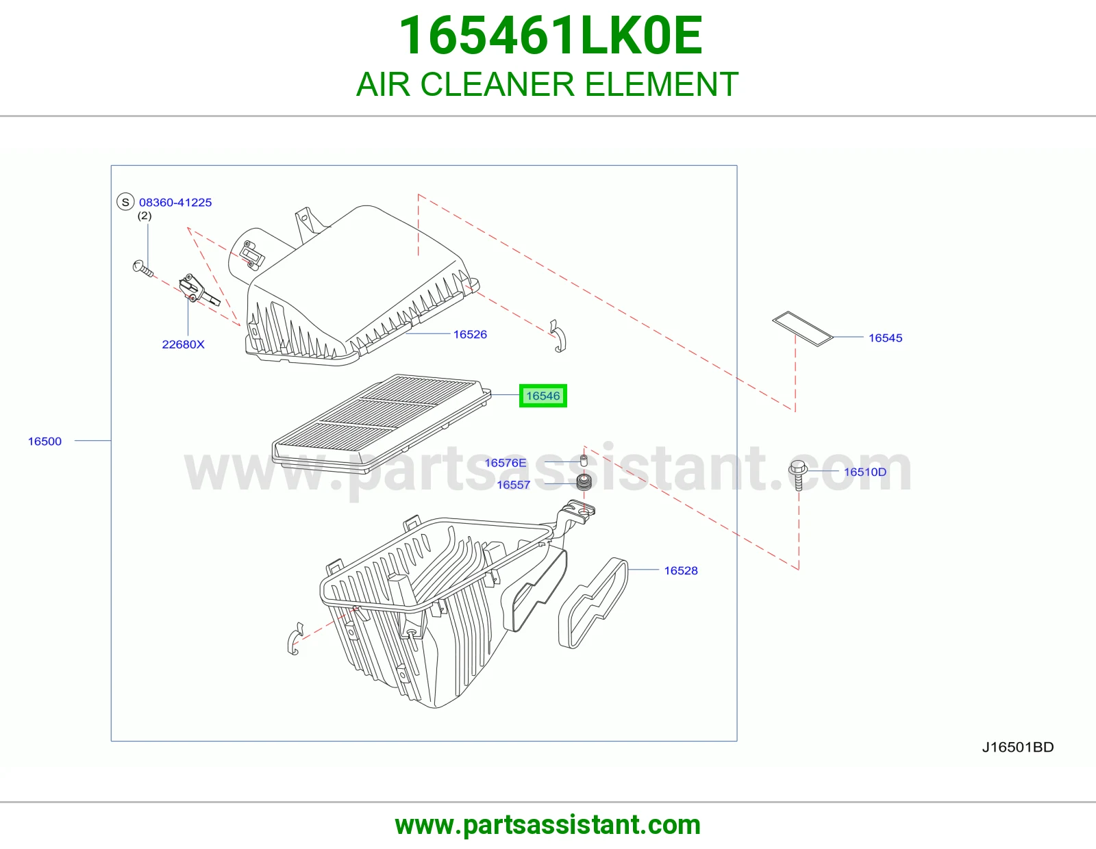 AIR CLEANER ELEMENT 165461LK0E