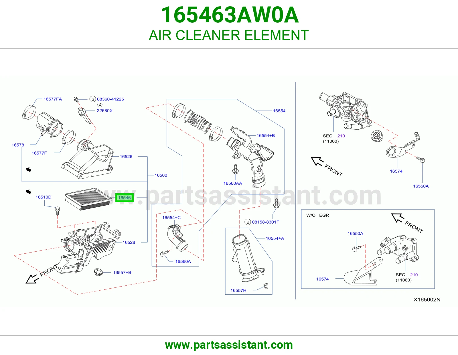 فلتر قربه هواء مكينه 165463AW0A