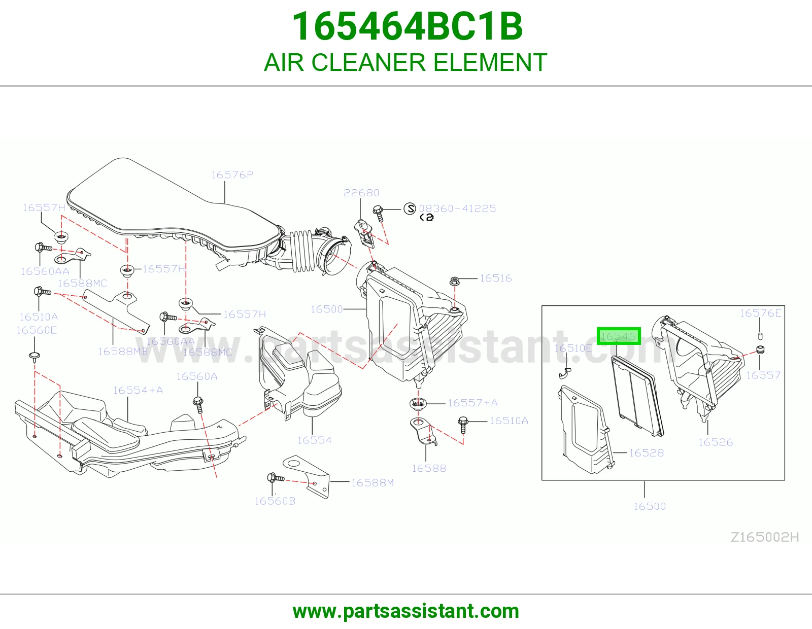 AIR CLEANER ELEMENT 165464BC1B